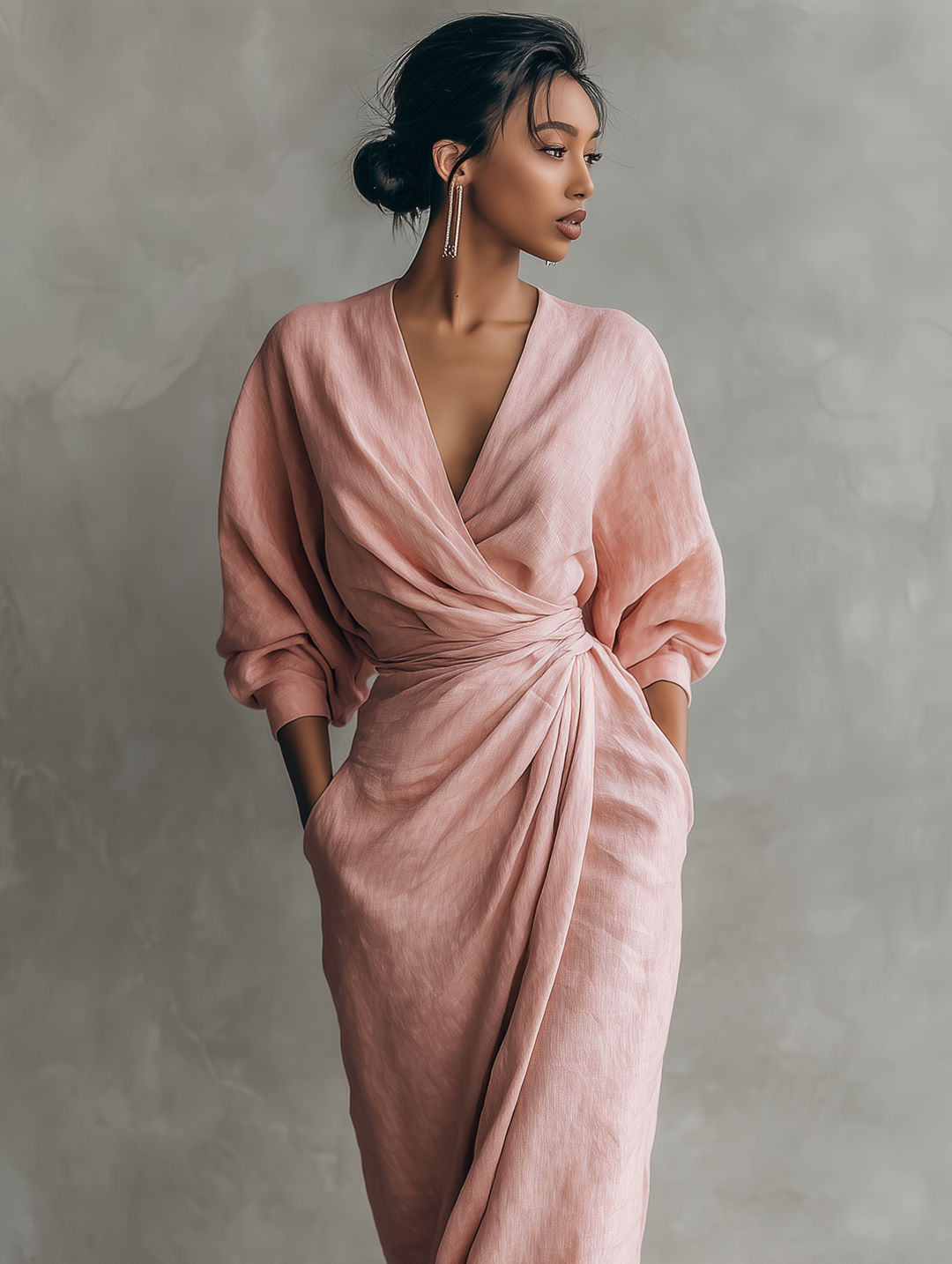 Women's Minimalist V-neck Soft Blend Maxi Dress