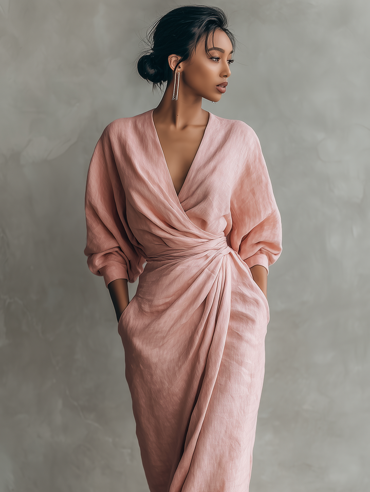 Women's Minimalist V-neck Soft Blend Maxi Dress