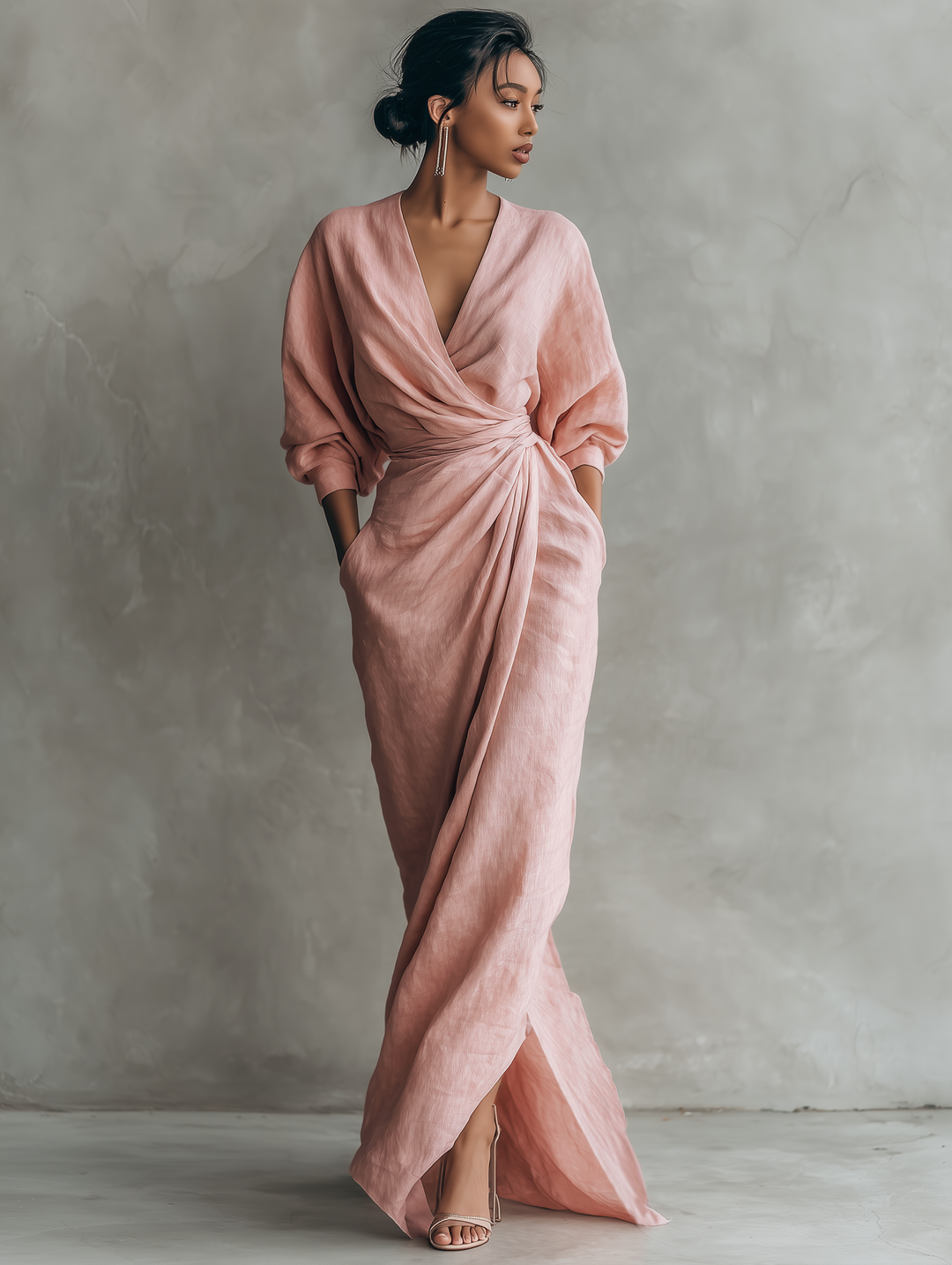 Women's Minimalist V-neck Soft Blend Maxi Dress
