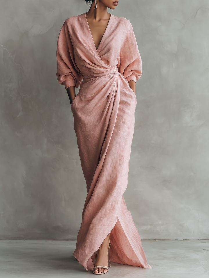 Women's Minimalist V-neck Soft Blend Maxi Dress