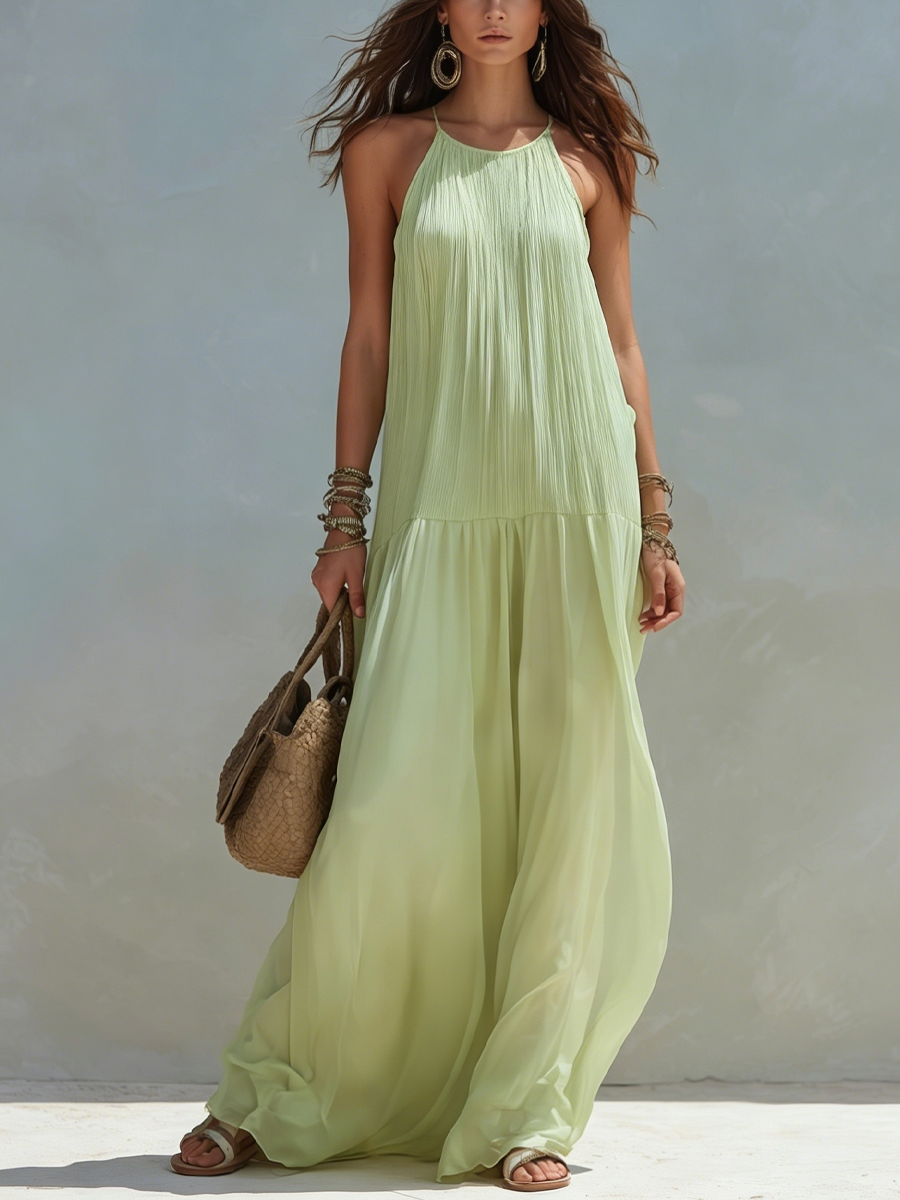 LIVIA | Maxi Boho Dress Pistachio Green