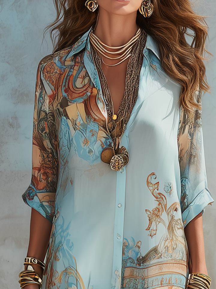 Sarah | Baroque Style Floral Blue Maxi Dress