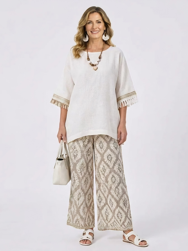 Alverra | Sophisticated Top & Casual Pants Set