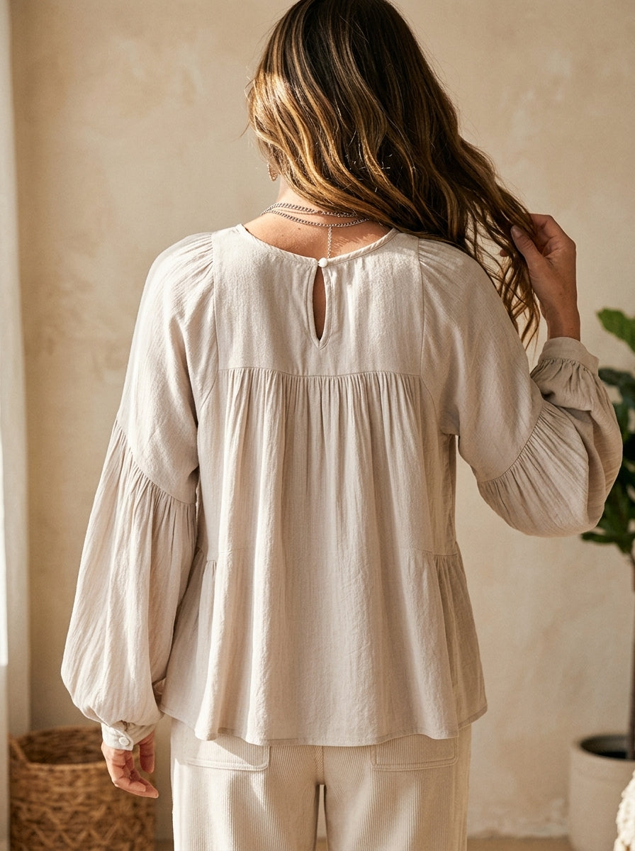 Carolyn | Airy Vintage-Inspired Ruffle Soft Ruffle Bohemian Blouse