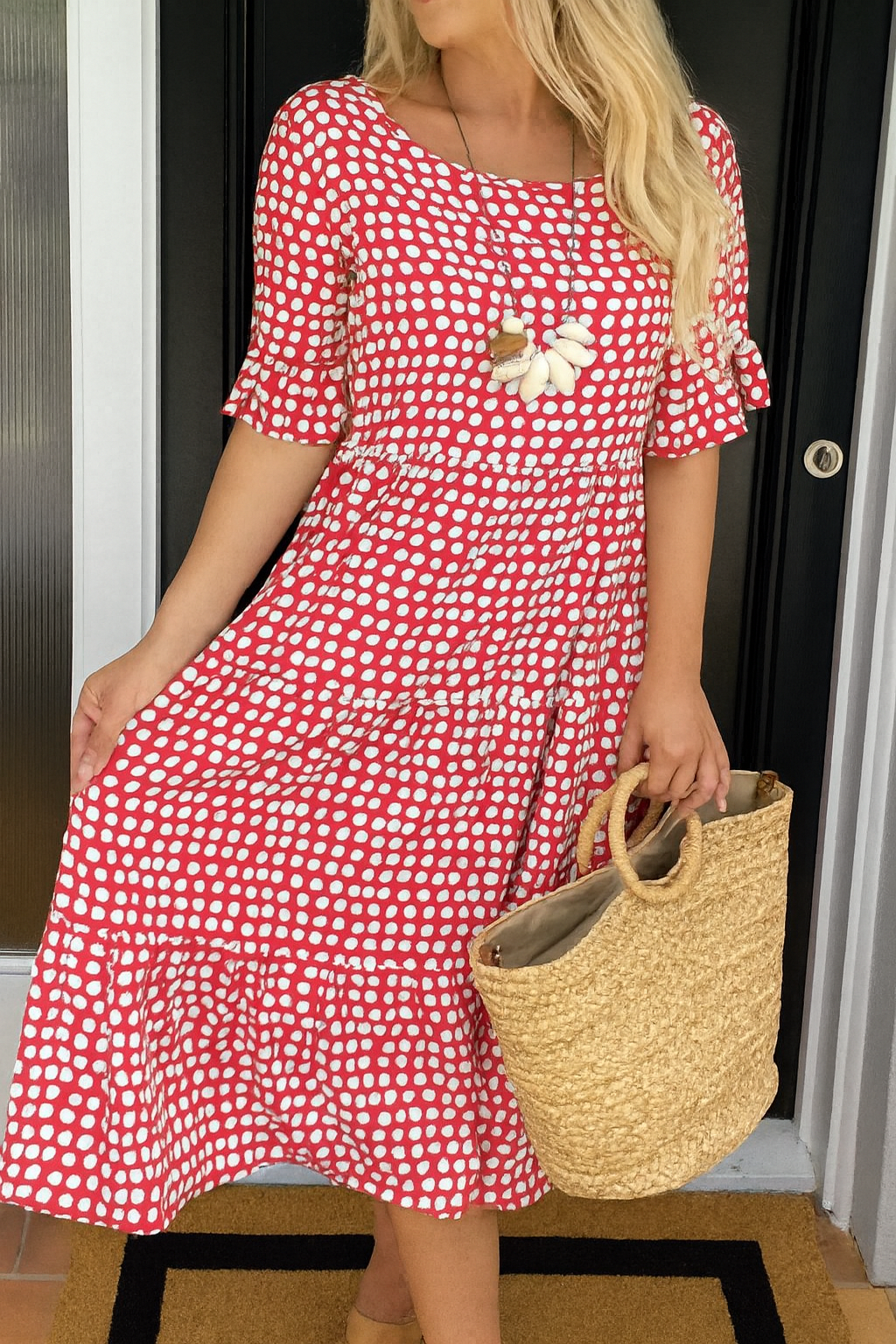 Noémie™ — Elegant Natural Fluid Midi Dress