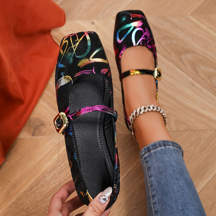 2026 Women'S Fashion New Spring Autumn Vintage Square Toe Mary Jane Flats, All-Season Versatile Style 2025 New Hot Item Women'S Shoes Buckle, Women Shoes