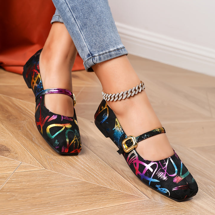 2026 Women'S Fashion New Spring Autumn Vintage Square Toe Mary Jane Flats, All-Season Versatile Style 2025 New Hot Item Women'S Shoes Buckle, Women Shoes