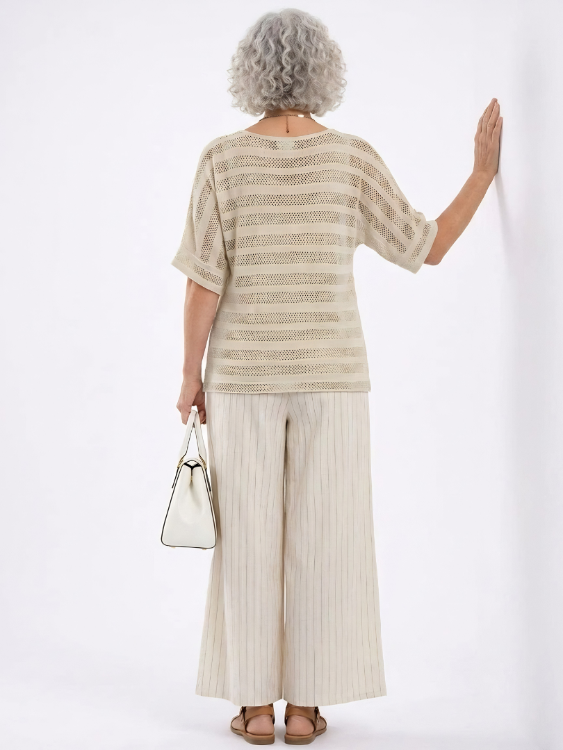 Westlyn | Comfortable Striped Bamboo Top & Flowing Linen Pants