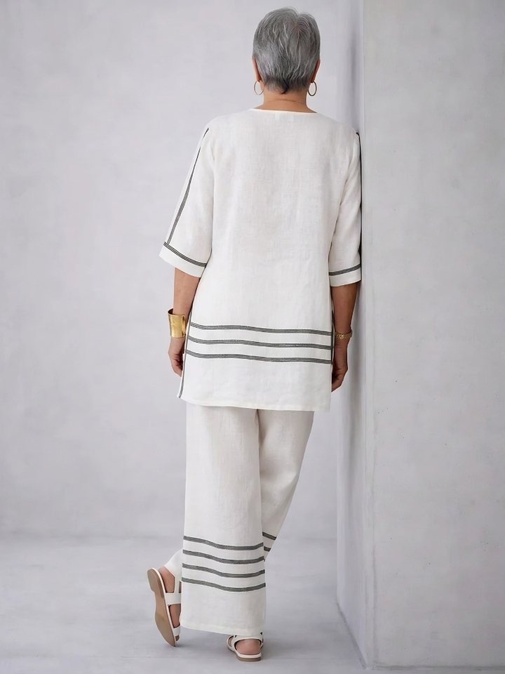 Wynric | Sophisticated Striped Asymmetrical Top & Bold Pants
