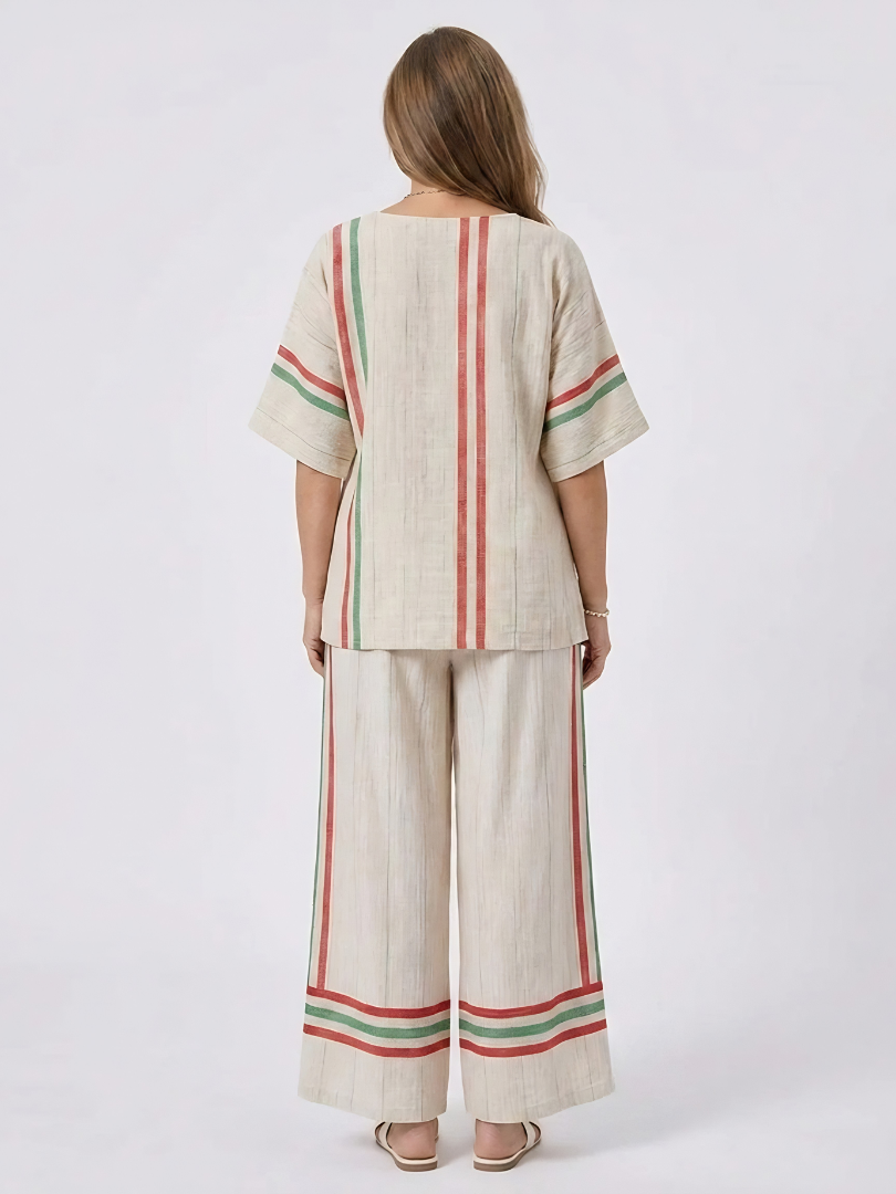Truvane | Comfortable Boho Print Blouse & Loose-Fit Pants