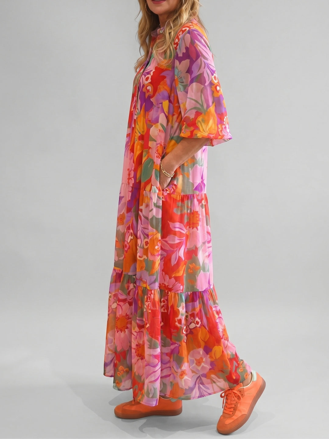 Soleil | Coral Floral Maxi Dress