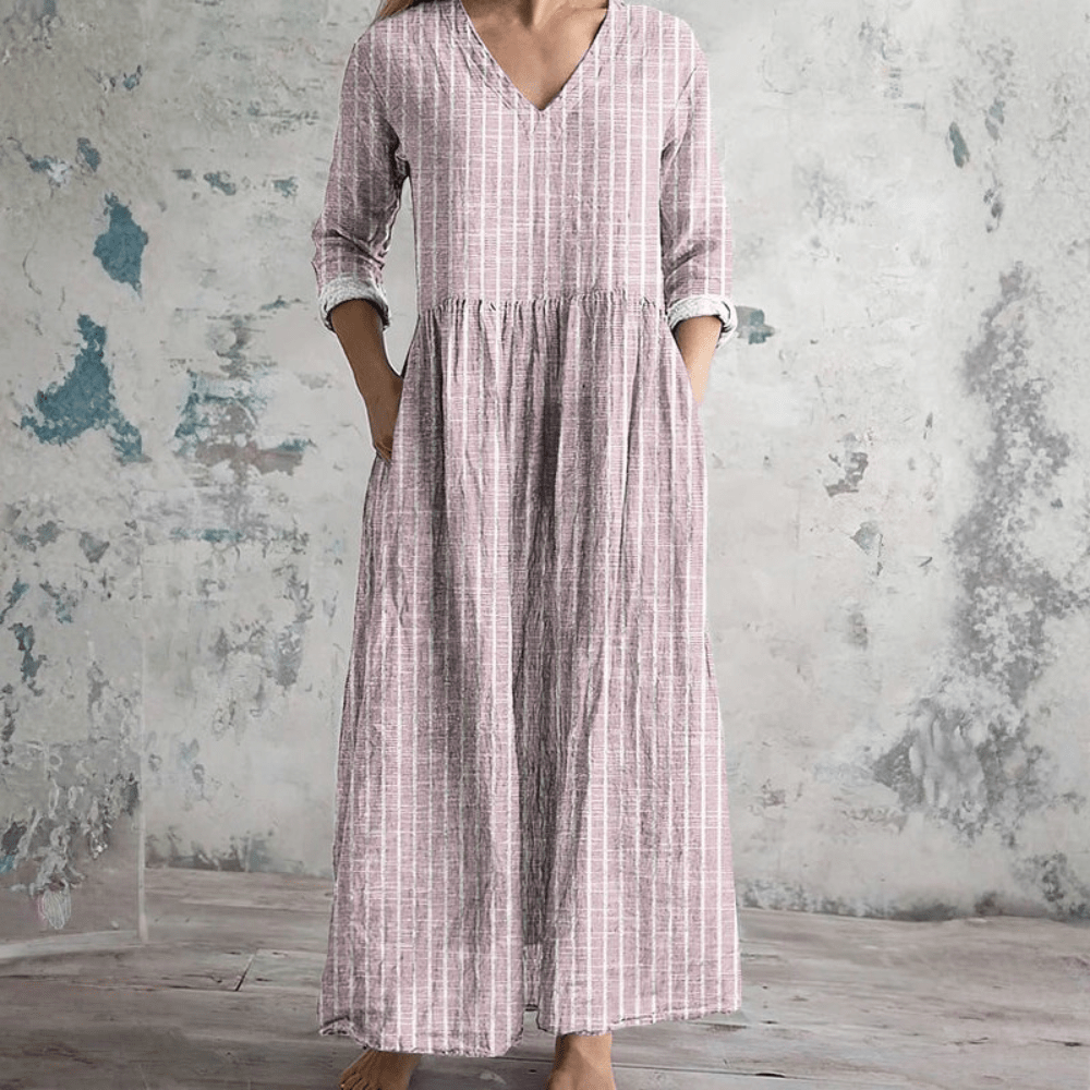 Elizabeth | Breathable V Neck Stripe Dress