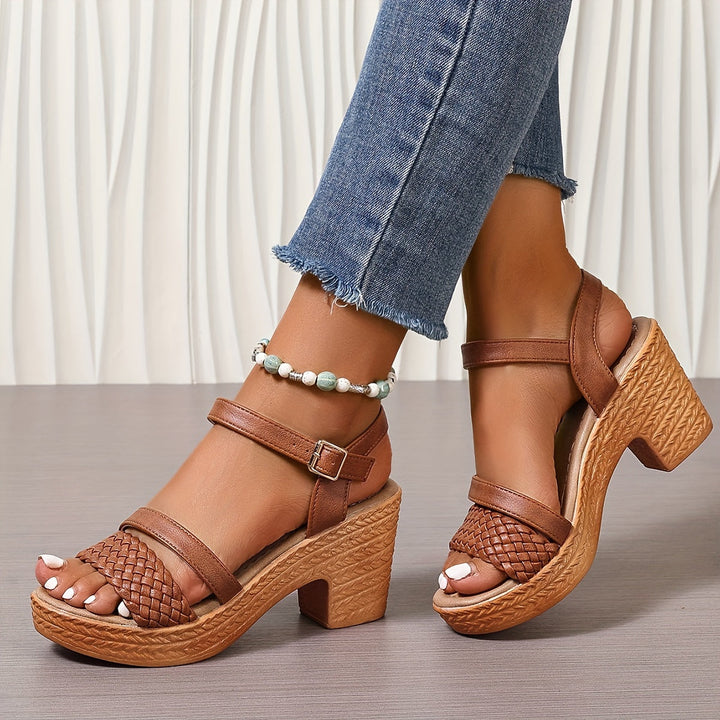 Braided Block Heel Sandals