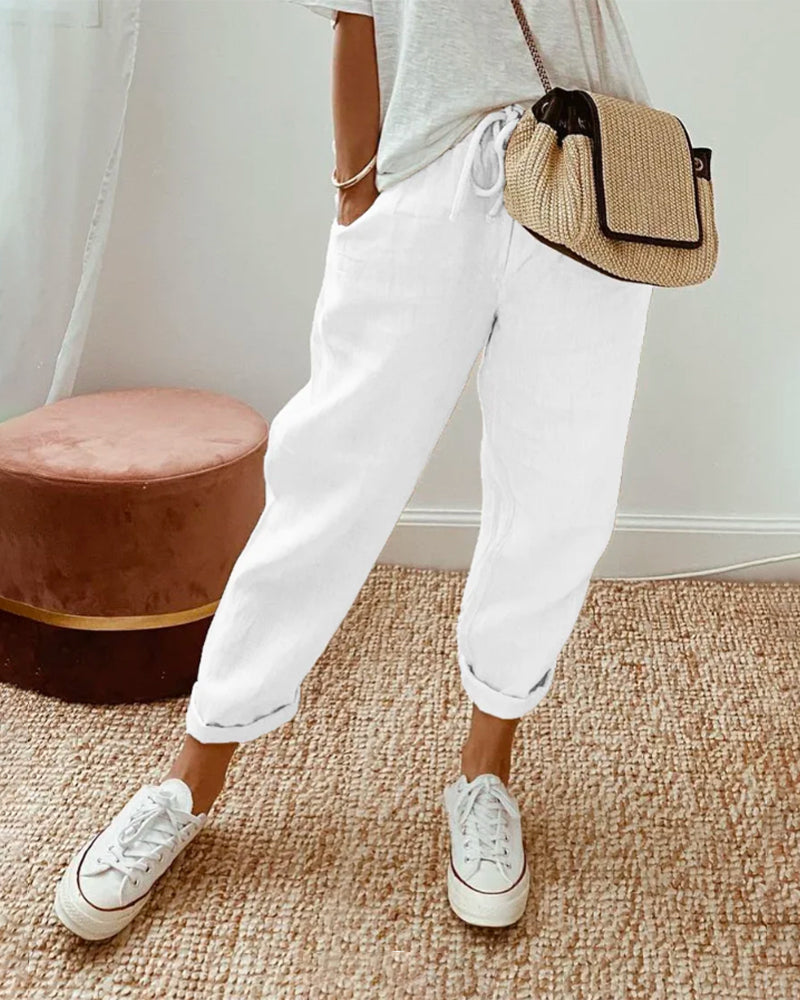 Lucie™ — Fluid Pants in Cotton and Linen Blend