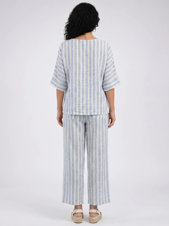 Rensleigh | Sophisticated Blue Striped Top & Relaxed Pants