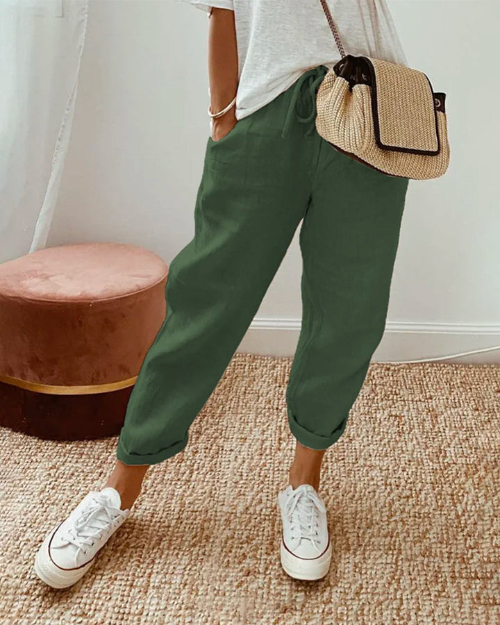 Lucie™ — Fluid Pants in Cotton and Linen Blend