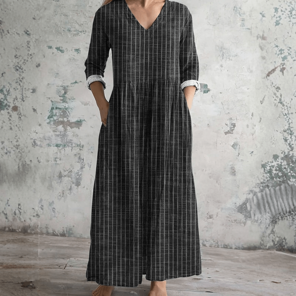 Elizabeth | Breathable V Neck Stripe Dress
