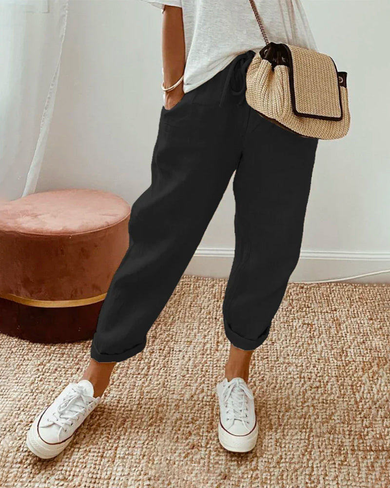 Lucie™ — Fluid Pants in Cotton and Linen Blend