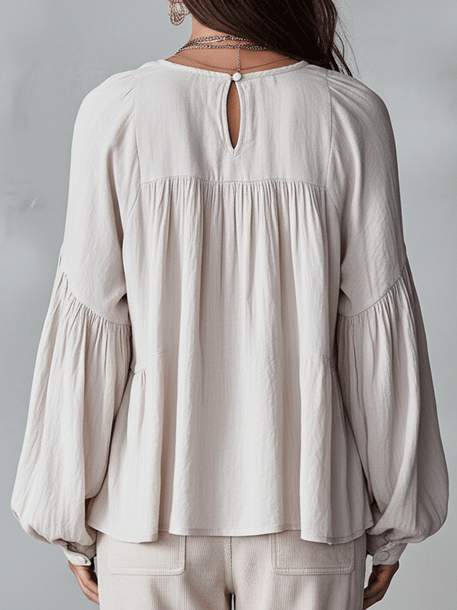 Carolyn | Airy Vintage-Inspired Ruffle Soft Ruffle Bohemian Blouse
