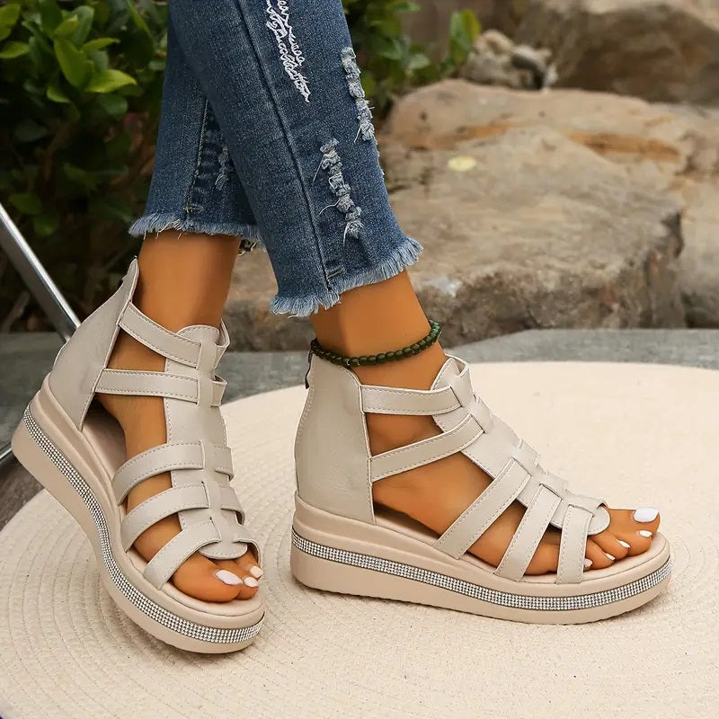 Women's Comfort Sandals with Rhinestone Decoration