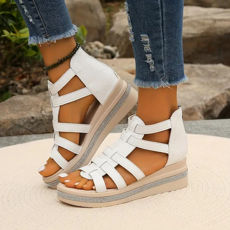 Women's Comfort Sandals with Rhinestone Decoration