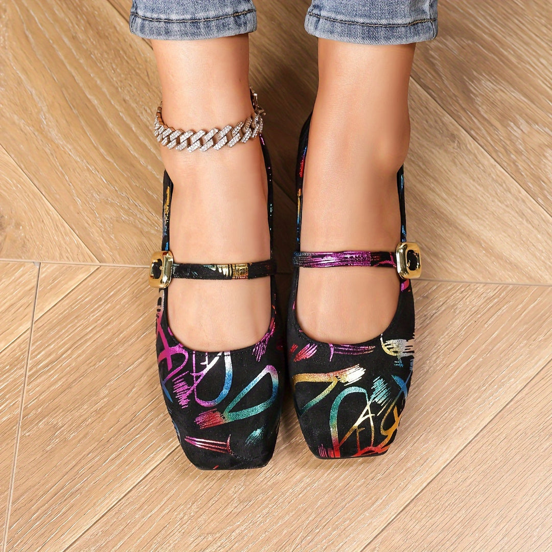 2026 Women'S Fashion New Spring Autumn Vintage Square Toe Mary Jane Flats, All-Season Versatile Style 2025 New Hot Item Women'S Shoes Buckle, Women Shoes
