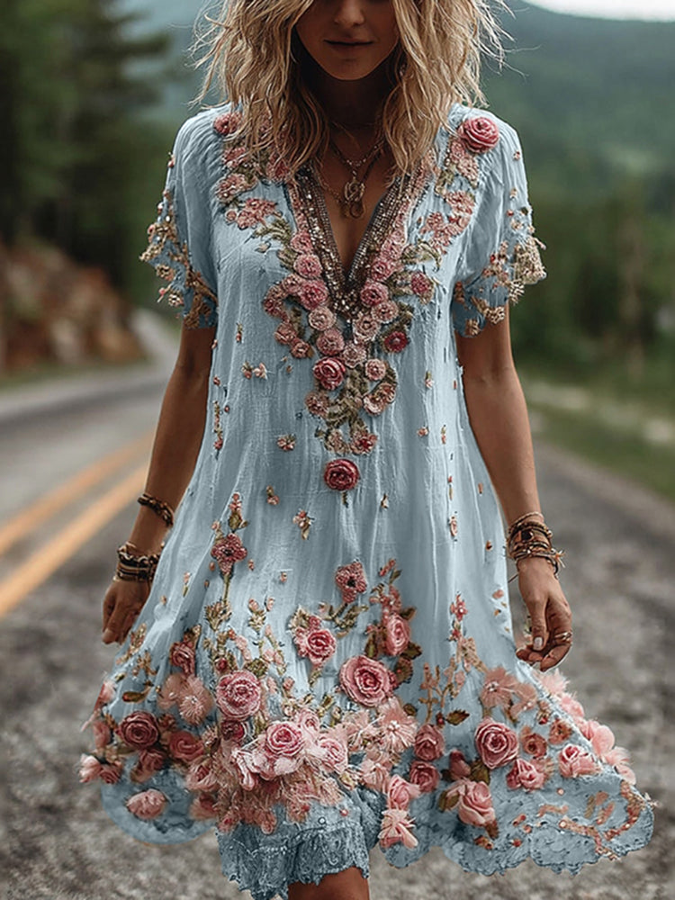 RUBY | BLOSSOM V-NECK DRESS