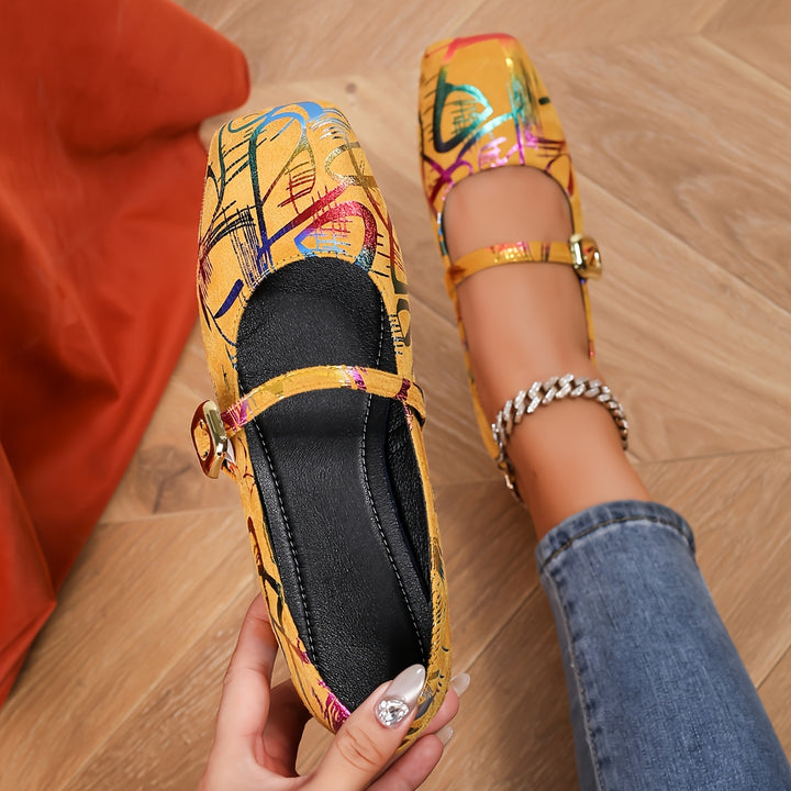 2026 Women'S Fashion New Spring Autumn Vintage Square Toe Mary Jane Flats, All-Season Versatile Style 2025 New Hot Item Women'S Shoes Buckle, Women Shoes