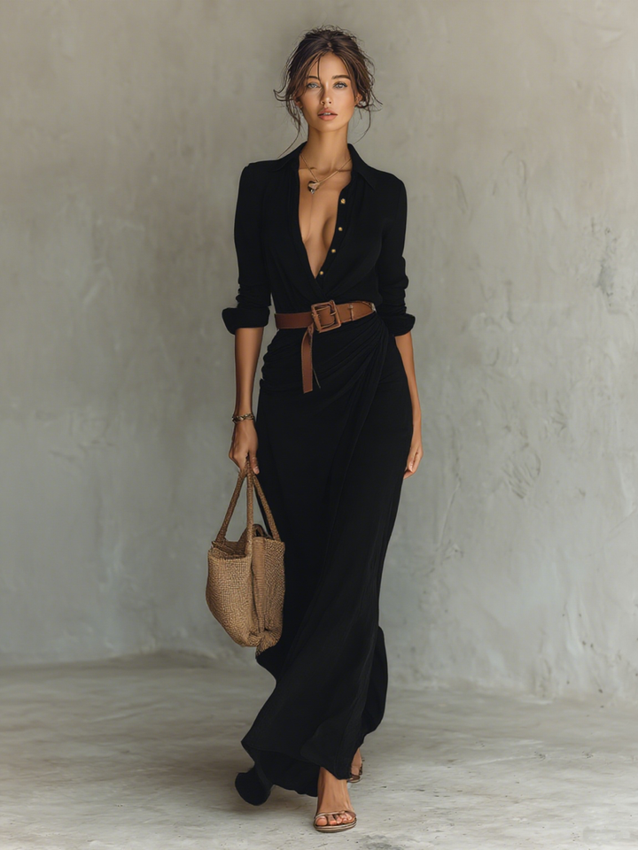 Dorothy | Long Sleeve Belted Maxi Dress