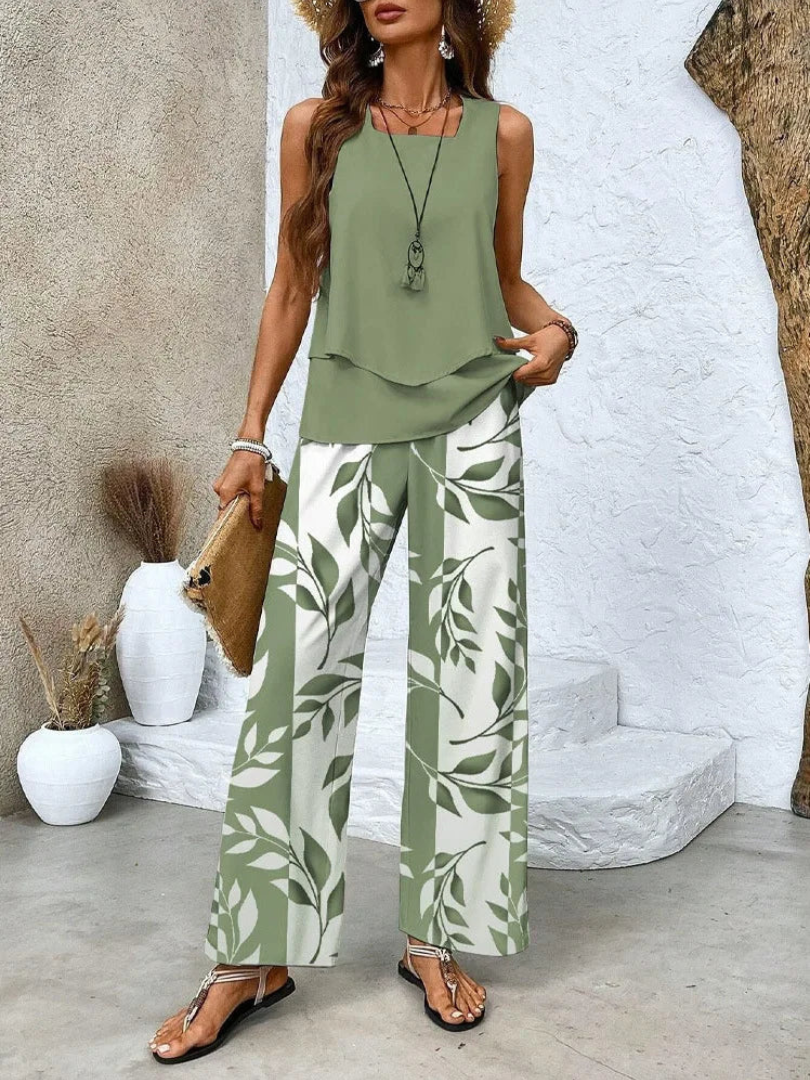 Ovelynra™ | Sleeveless Top and Wide Leg Pants