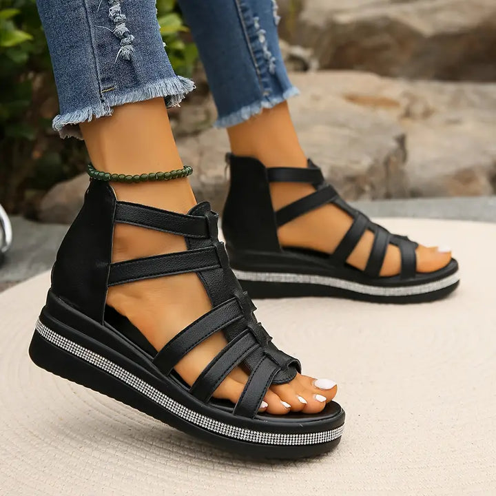 Women's Comfort Sandals with Rhinestone Decoration