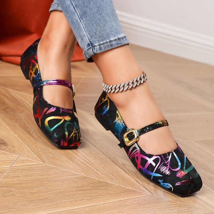 2026 Women'S Fashion New Spring Autumn Vintage Square Toe Mary Jane Flats, All-Season Versatile Style 2025 New Hot Item Women'S Shoes Buckle, Women Shoes