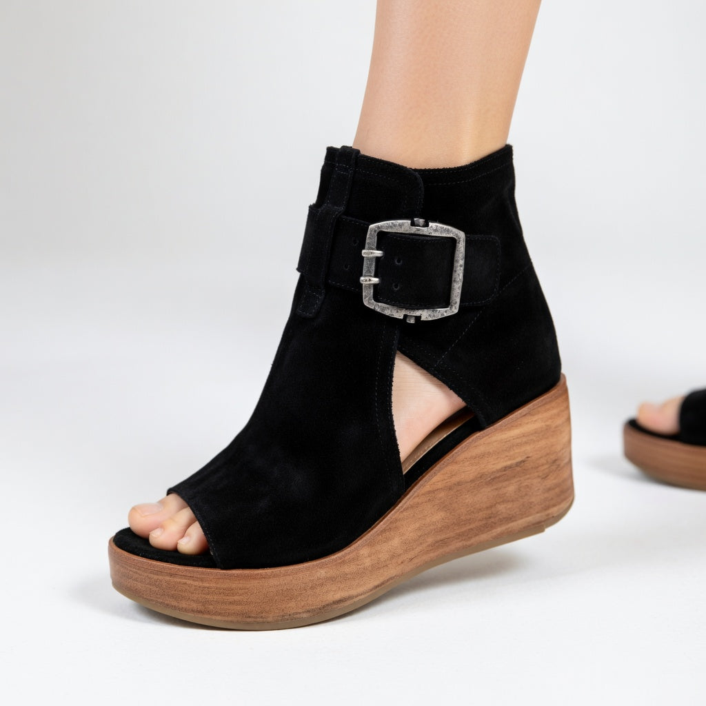 Kate |  Open-toe Wedge Booties in Modern Style
