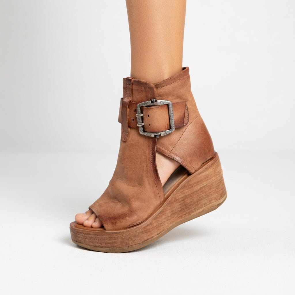 Kate |  Open-toe Wedge Booties in Modern Style