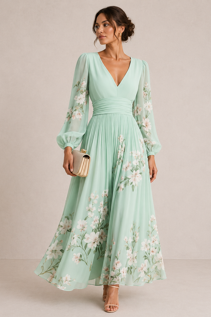 VENIRA | Green Floral Dress