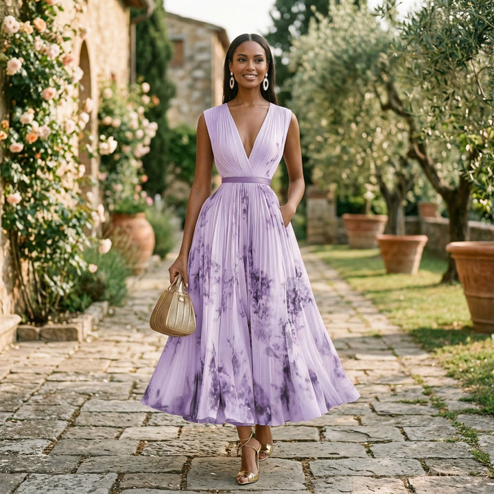 Elegant Floral Long Sleeve Maxi Dress