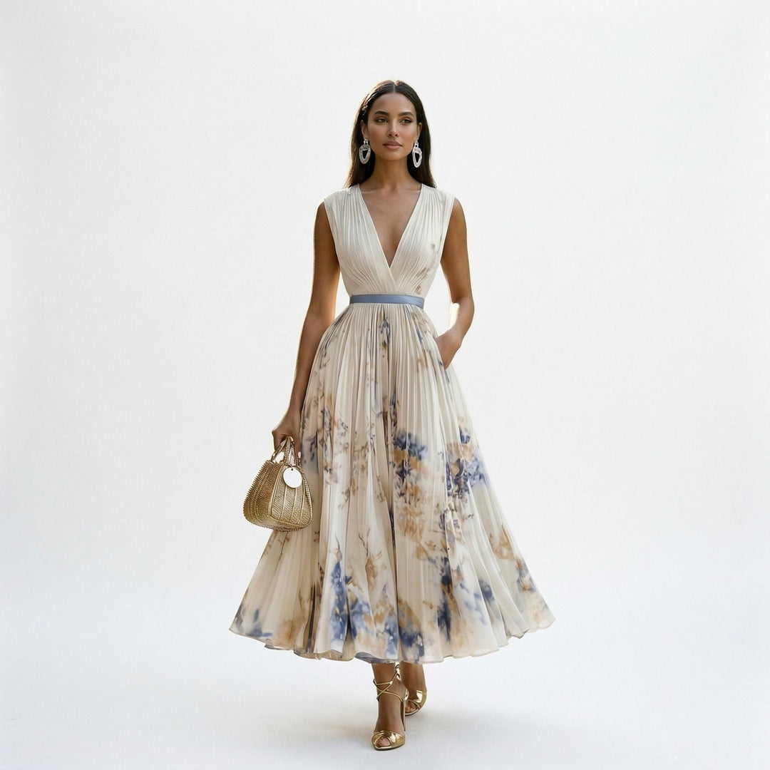 Elegant Floral Long Sleeve Maxi Dress