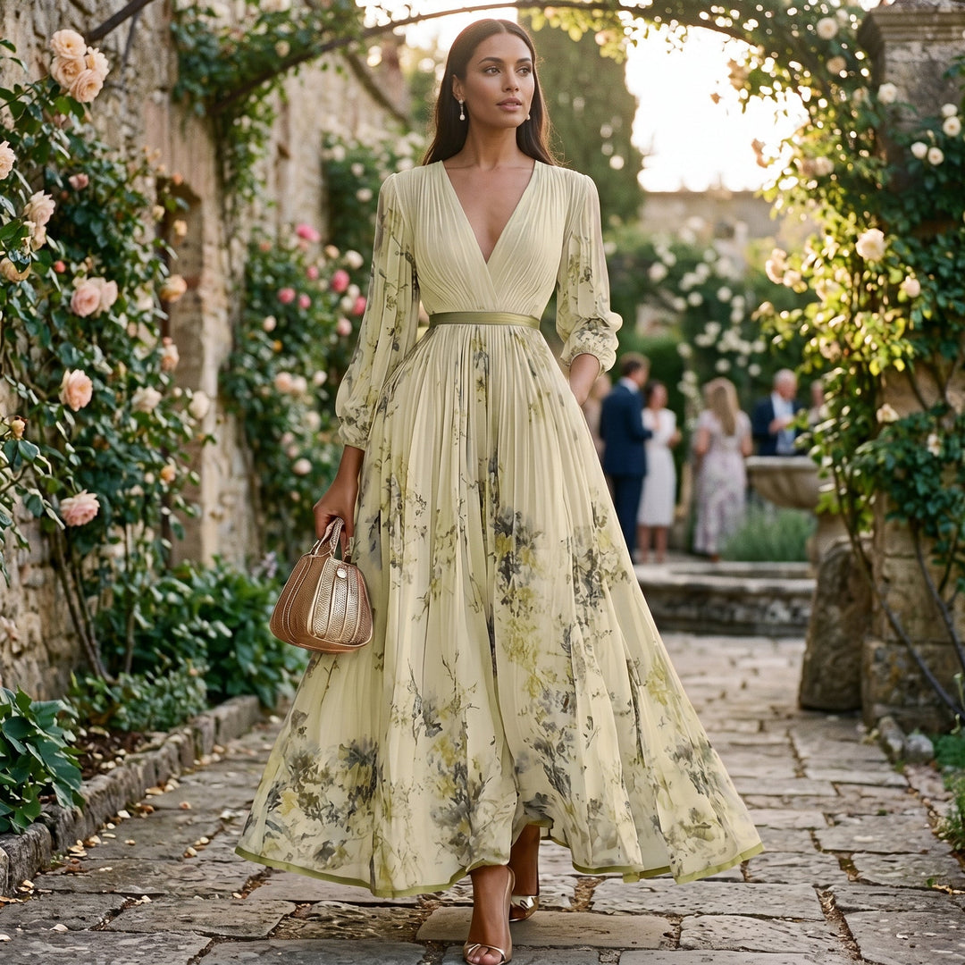 Aurora - Elegant Floral Long Sleeve Maxi Dress for Women