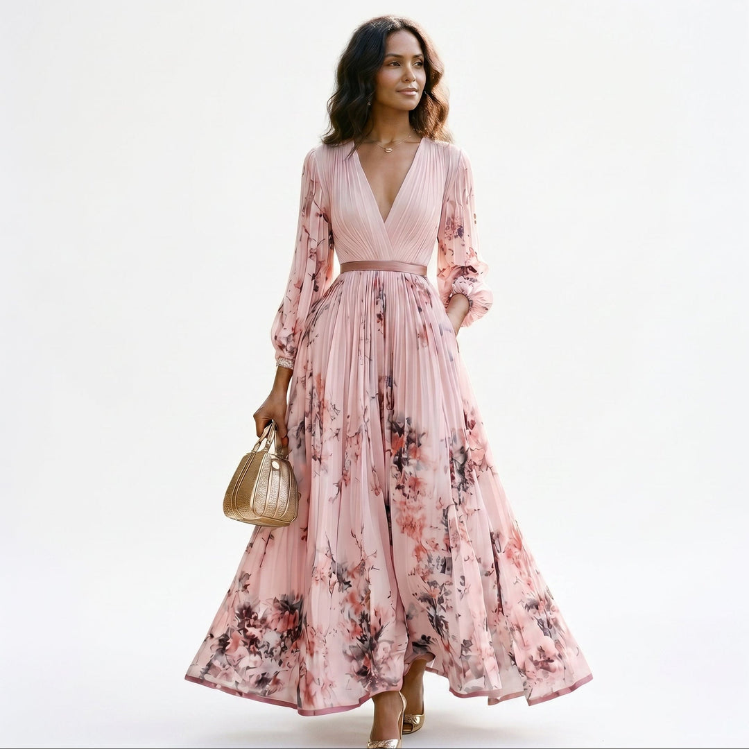 Aurora - Elegant Floral Long Sleeve Maxi Dress for Women