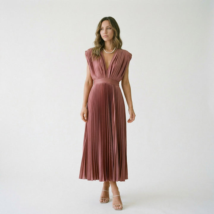 Elegant Pleated Maxi Dress for Women