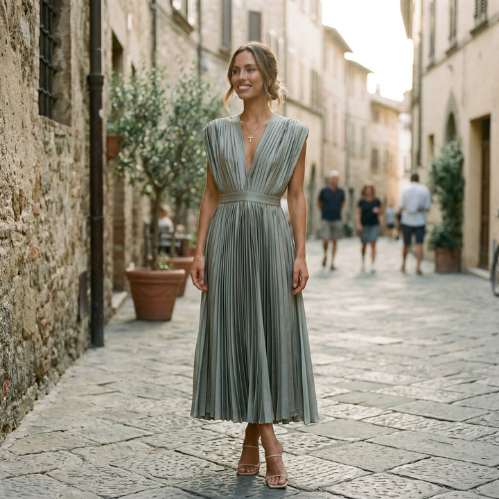 Elegant Pleated Maxi Dress for Women