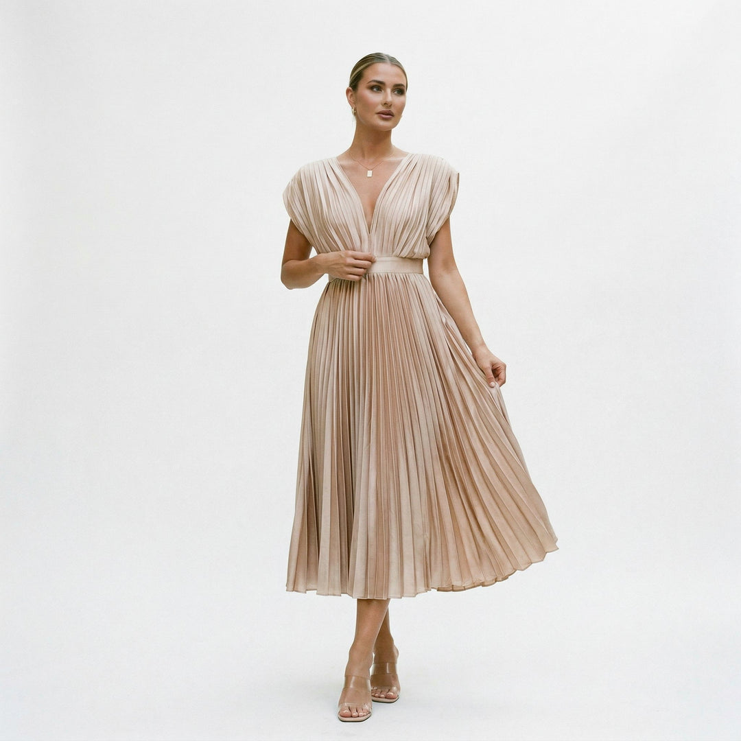 Elegant Pleated Maxi Dress for Women
