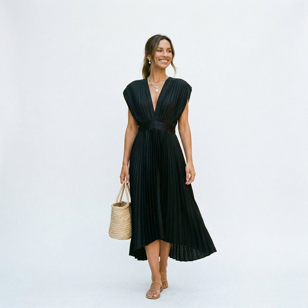 Elegant Pleated Maxi Dress for Women