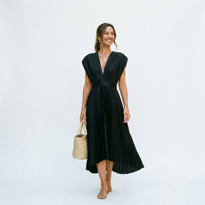 Elegant Pleated Maxi Dress for Women