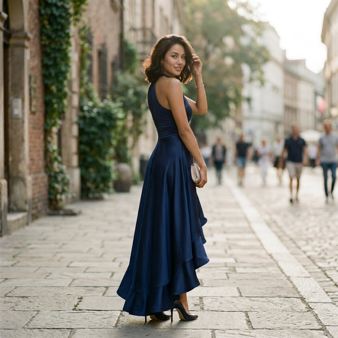 Elegant Halter Gown for Wedding Guests and Formal Events