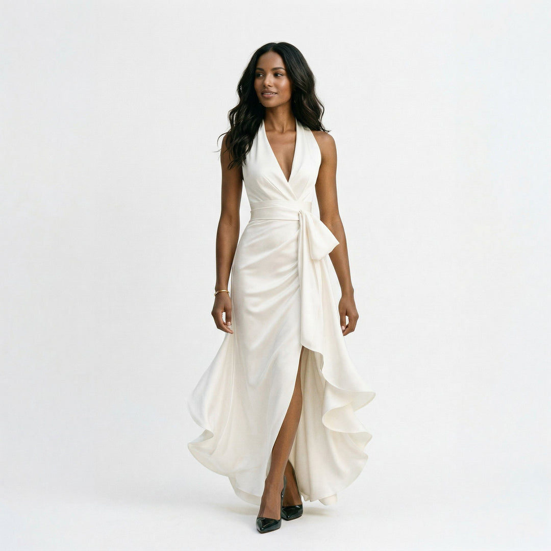 Elegant Halter Gown for Wedding Guests and Formal Events