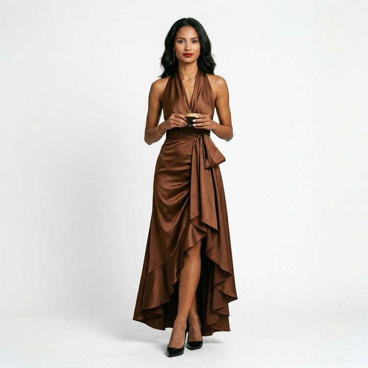 Elegant Halter Gown for Wedding Guests and Formal Events