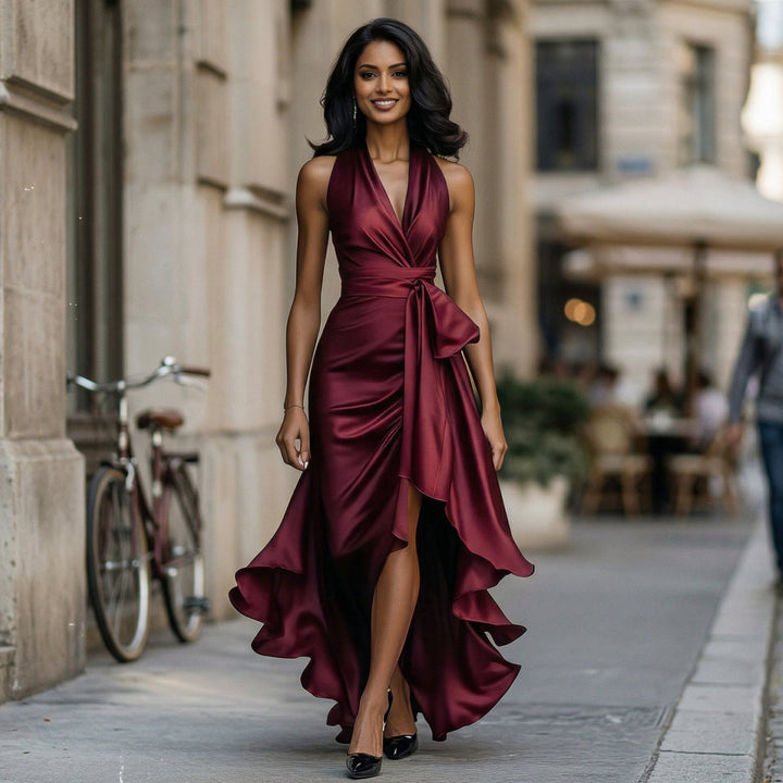 Elegant Halter Gown for Wedding Guests and Formal Events