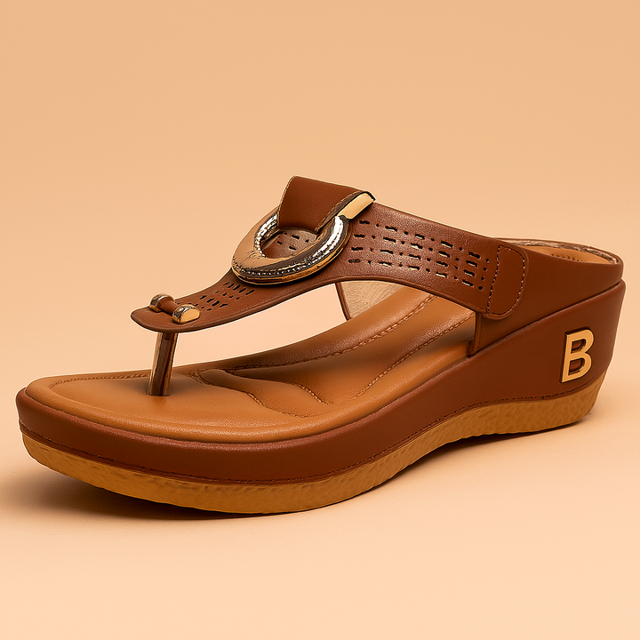 Eva| Stylish wedge sandals with a decorative buckle