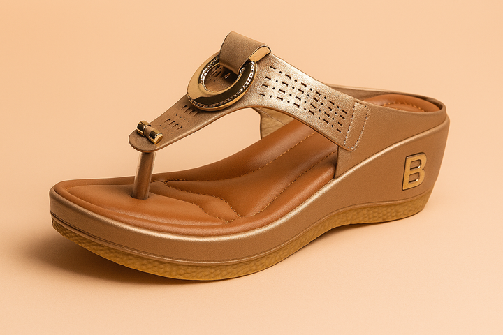 Eva| Stylish wedge sandals with a decorative buckle
